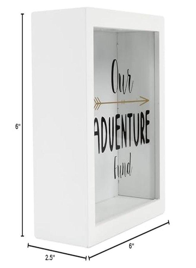 Prinz White Adventure Fund Money Savings Piggy Bank for Adults, Kids Savings Box Change Jar, 6' x 6' Wooden Shadow Box - Image 4